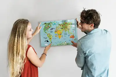 Magnetická kreslící tabule mapa světa se zvířaty