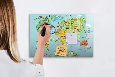 Magnetická kreslící tabule mapa světa se zvířaty