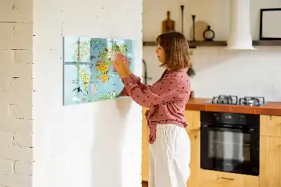 Magnetická kreslící tabule mapa světa se zvířaty