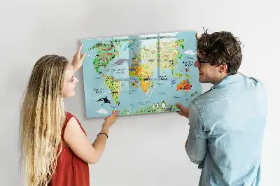 Magnetická kreslící tabule mapa světa se zvířaty
