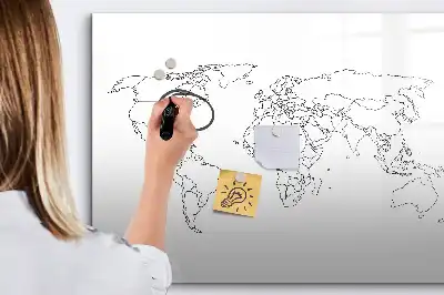Magnetická tabule s mapou světa popisovatelná obrysová mapa