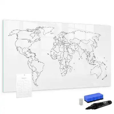 Magnetická tabule s mapou světa popisovatelná obrysová mapa
