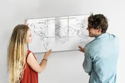 Magnetická tabule s mapou světa popisovatelná obrysová mapa
