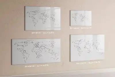 Magnetická tabule s mapou světa popisovatelná obrysová mapa