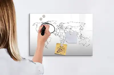 Magnetická tabule s mapou světa popisovatelná obrysová mapa