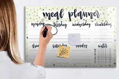 Popisovatelná magnetická tabule s motivem hvězdného týdenního menu