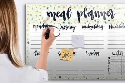 Popisovatelná magnetická tabule s motivem hvězdného týdenního menu