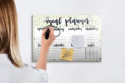 Popisovatelná magnetická tabule s motivem hvězdného týdenního menu