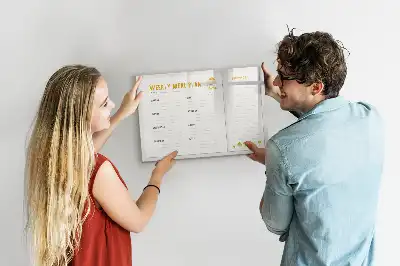 Popisovatelná magnetická tabule v provedení s harmonogramem jídel
