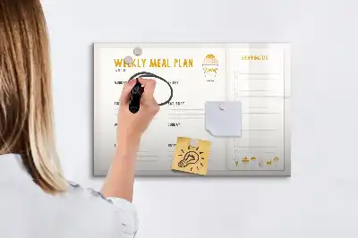 Popisovatelná magnetická tabule v provedení s harmonogramem jídel