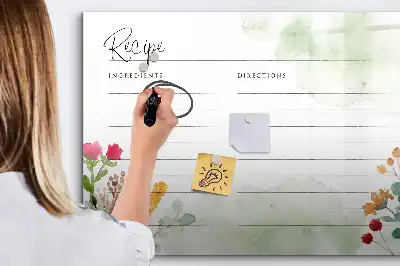 Popisovatelná magnetická tabule na recepty