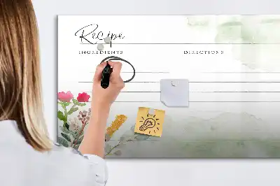 Popisovatelná magnetická tabule na recepty