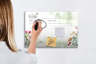 Popisovatelná magnetická tabule na recepty