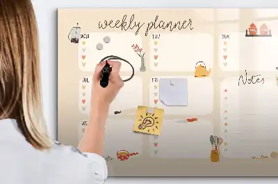 Magnetická kreslící tabule týdenní plánovač