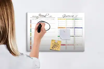 Magnetická tabule na týdenní menu popisovatelná