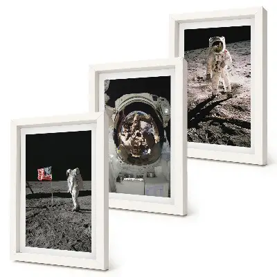 Fotografie přistání astronautů na Měsíci sada tří obrazů