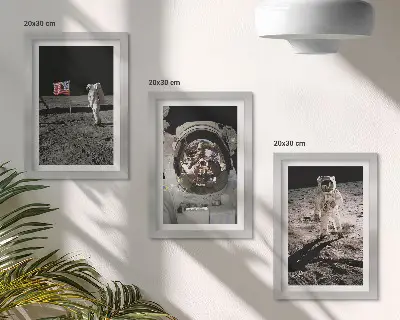 Fotografie přistání astronautů na Měsíci sada tří obrazů