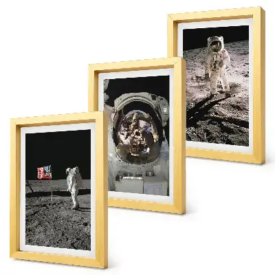 Fotografie přistání astronautů na Měsíci sada tří obrazů