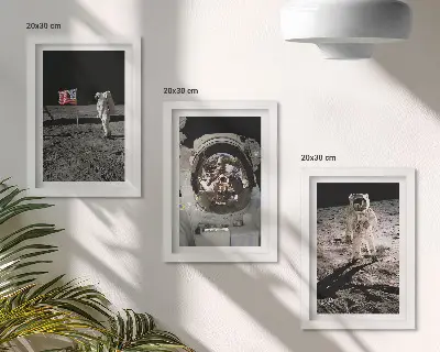 Fotografie přistání astronautů na Měsíci sada tří obrazů