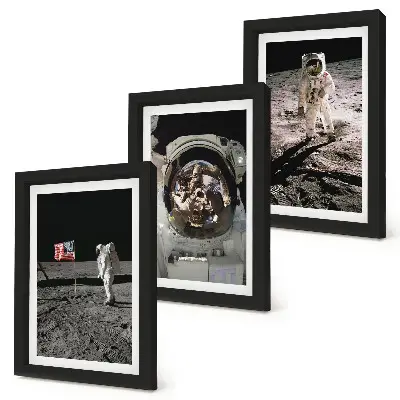 Fotografie přistání astronautů na Měsíci sada tří obrazů