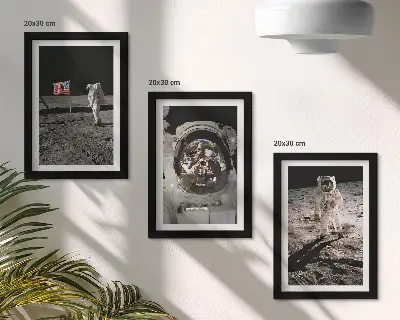 Fotografie přistání astronautů na Měsíci sada tří obrazů