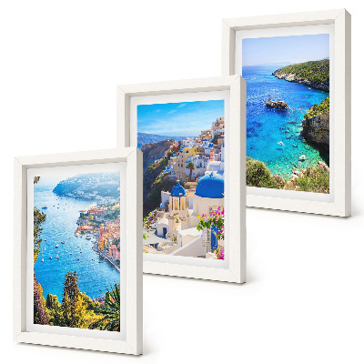 Sada obrazů na zeď Výhledy na řecké pobřeží a město Santorini Oia