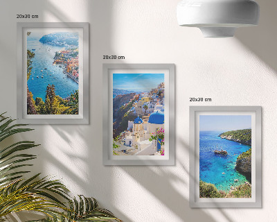 Sada obrazů na zeď Výhledy na řecké pobřeží a město Santorini Oia