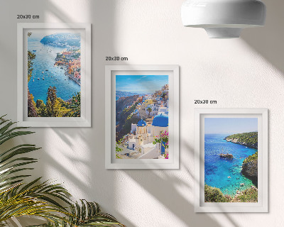 Sada obrazů na zeď Výhledy na řecké pobřeží a město Santorini Oia