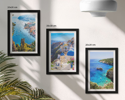 Sada obrazů na zeď Výhledy na řecké pobřeží a město Santorini Oia