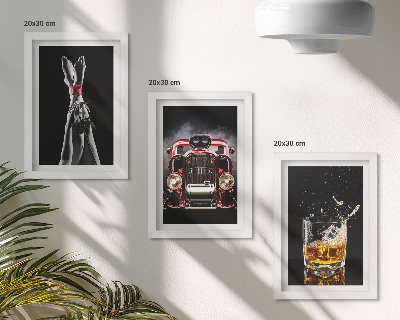 Sada obrazů na zeď Ženské nohy s růží, starým autem a sklenicí whisky