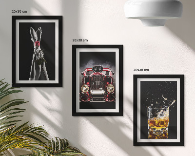 Sada obrazů na zeď Ženské nohy s růží, starým autem a sklenicí whisky