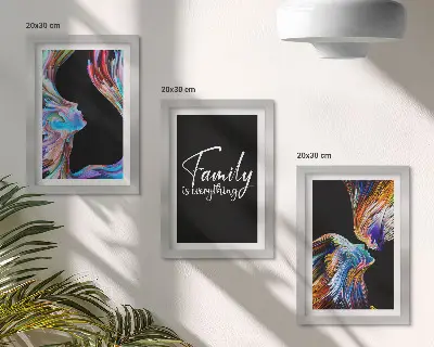 Sada obrazů na zeď portréty lidí v barevných vzorech s nápisem o rodině