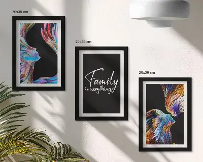 Sada obrazů na zeď portréty lidí v barevných vzorech s nápisem o rodině