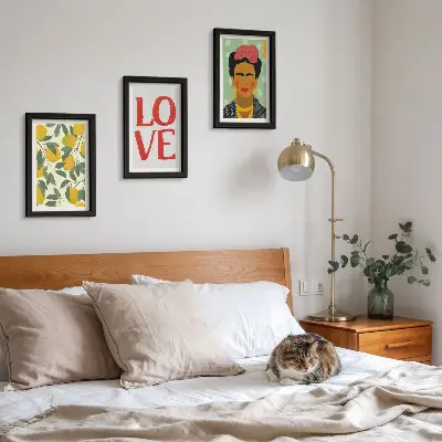 Sada obrazů na zeď s motivem citrónů a portrétu Fridy Kahlo s nápisem LOVE