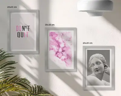Sada obrazů na zeď akvarelová abstrakce s motivem starověké sochy a inspirujícím sloganem