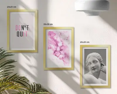 Sada obrazů na zeď akvarelová abstrakce s motivem starověké sochy a inspirujícím sloganem