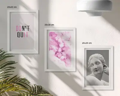 Sada obrazů na zeď akvarelová abstrakce s motivem starověké sochy a inspirujícím sloganem