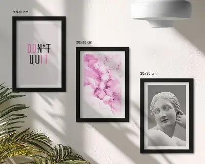 Sada obrazů na zeď akvarelová abstrakce s motivem starověké sochy a inspirujícím sloganem