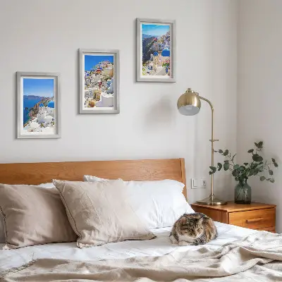 Vícedílný obraz v rámu pohled na krajinářskou architekturu města Oia na řeckém ostrově Santorini