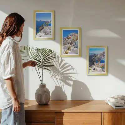 Vícedílný obraz v rámu pohled na krajinářskou architekturu města Oia na řeckém ostrově Santorini