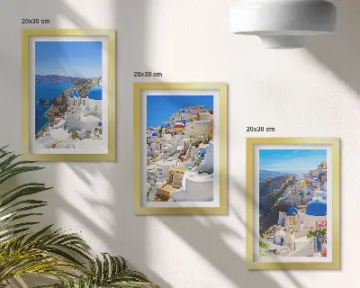 Vícedílný obraz v rámu pohled na krajinářskou architekturu města Oia na řeckém ostrově Santorini