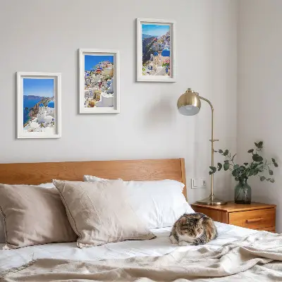 Vícedílný obraz v rámu pohled na krajinářskou architekturu města Oia na řeckém ostrově Santorini