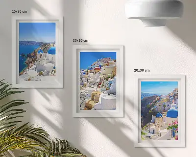 Vícedílný obraz v rámu pohled na krajinářskou architekturu města Oia na řeckém ostrově Santorini
