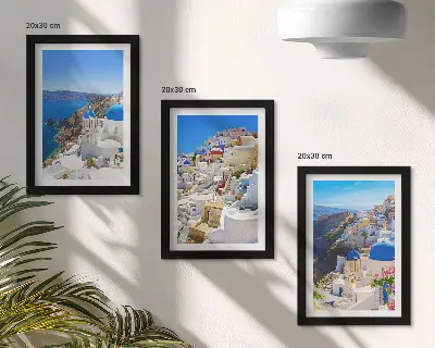 Vícedílný obraz v rámu pohled na krajinářskou architekturu města Oia na řeckém ostrově Santorini