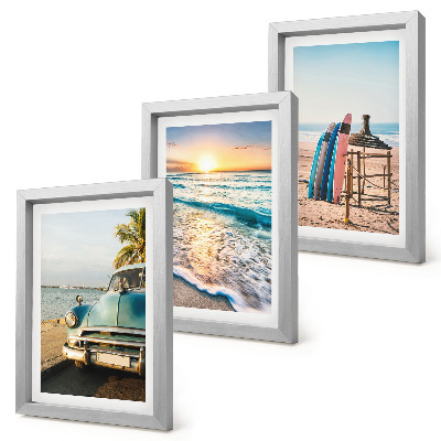 Sada tří obrazů Výhled na západ slunce nad mořem v Miami