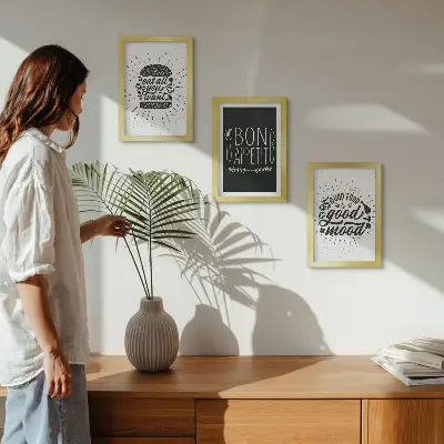 Vícedílný obraz v rámu grafika se slogany o jídle a kulinářství