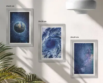 Vícedílný obraz v rámu země ve vesmíru s bouří a galaxií hvězd