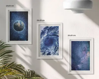 Vícedílný obraz v rámu země ve vesmíru s bouří a galaxií hvězd
