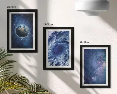 Vícedílný obraz v rámu země ve vesmíru s bouří a galaxií hvězd