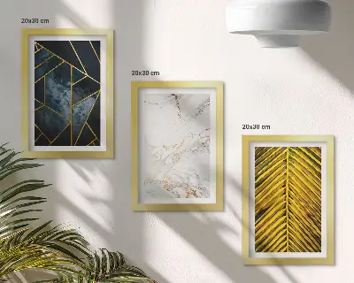 Sada obrazů na zeď s moderními geometrickými vzory a přírodními rostlinnými motivy